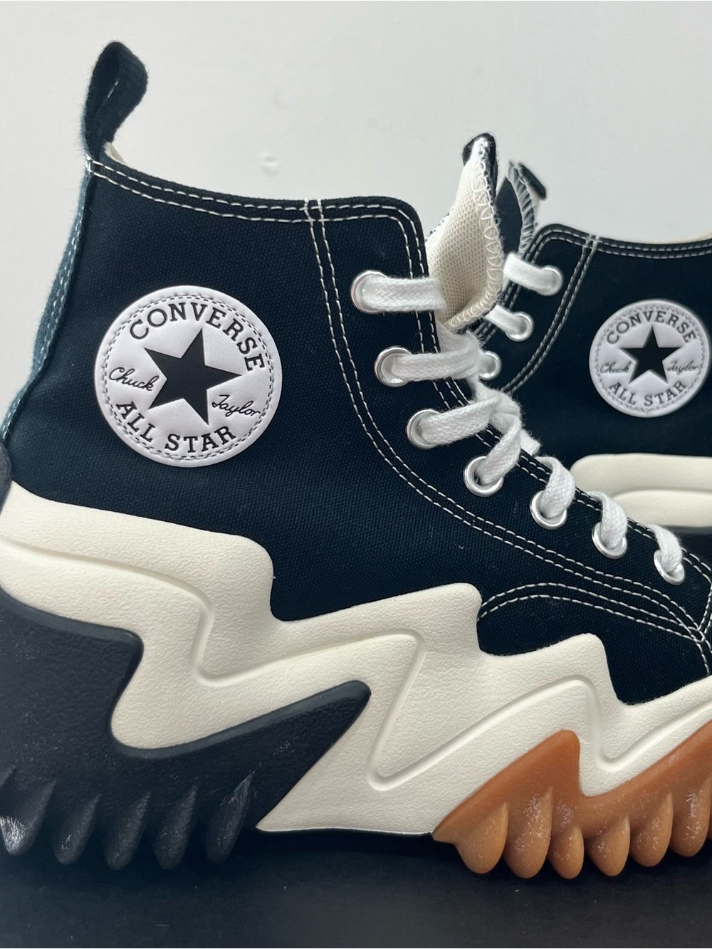 Converse Run Star Motion High Top Platform Sneakers Black White Gum Unisex